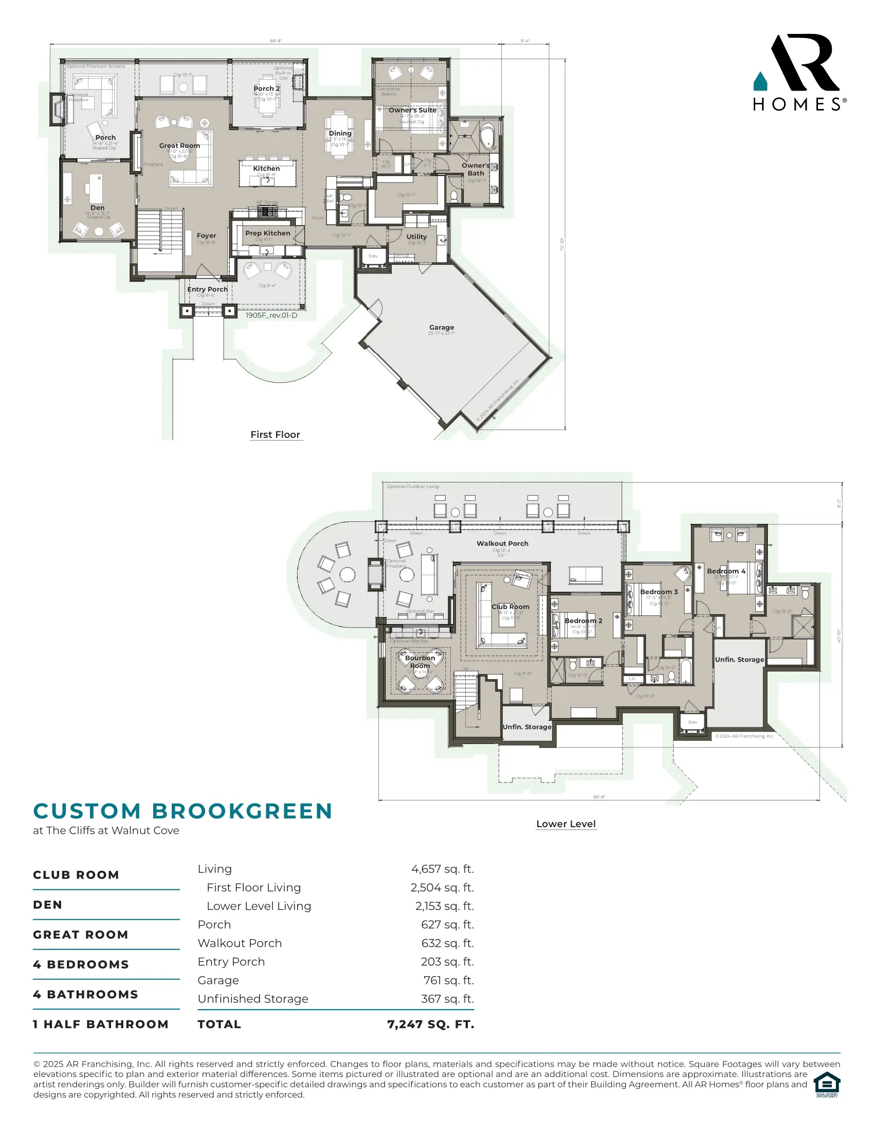 Brookgreen Model Home at The Cliffs at Walnut Cove - Floor Plan